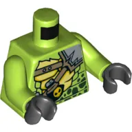 Torso Snake Chest, Dark Green Spots, Straps, Potion with Skull Print, Lime Arms, Black Hands