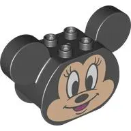 Duplo Brick 2 x 4 x 2 Rounded Ends and Mouse Ears, Minnie Mouse Print