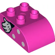 Duplo Brick 2 x 3 with Curved Top with White Spots and Hand with White Glove Print (Minnie Mouse)