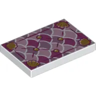Tile 2 x 3 with Cushion, Sea Shells, Pink, Purple Circles print