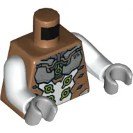 Torso Armour with White and Gray Plates, Lime Circles Print, White Arms, Light Bluish Gray Hands