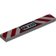 Tile 1 x 6 with Red/White Warning Stripes, Number Plate EB 220 print