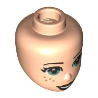 Minidoll Head Sand Green Eyes, Dark Red Lips, Freckles