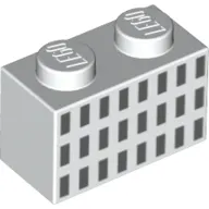 Brick 1 x 2 with 3 Rows of 8 Black Squares print