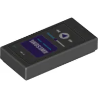 Tile 1 x 2 with Smart Phone with Purple Screen, White 'Awesome' Print