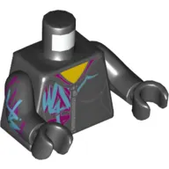 Torso Hoodie, Azure/Dark Purple Graffiti WyldStyle, Zipper Print, Black Arms and Hands