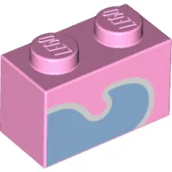 Brick 1 x 2 with Medium Blue Shape/Swirl Print
