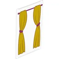 Glass for Window 1 x 4 x 6 with Pink Curtain Rod and Yellow Curtains with Pink Ties Print