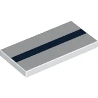 Tile 2 x 4 with Dark Blue Line/Stripe print