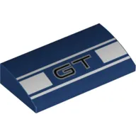 Brick Curved 2 x 4 x 2/3 No Studs, with Bottom Tubes and 'GT', White Stripes print