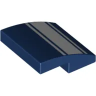Brick Curved 2 x 2 x 2/3 with 2 White Stripes/Lines print