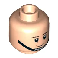 Minifig Head Captain Antilles, Dark Brown Eyebrows, Black Chin Strap Print