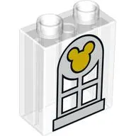 Duplo Brick 1 x 2 x 2 with Bottom Tube with Mickey Mouse Window Print