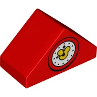 Duplo Brick 4 x 2 Double Slope 45° with Clock and Mickey Mouse Logo Print