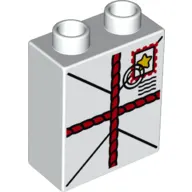 Duplo Brick 1 x 2 x 2 with Bottom Tube with Parcel Print