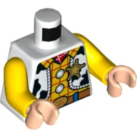 Torso Vest with Black Spots, Yellow Shirt with Red Stripes, Sheriff Badge, Belt Print, Yellow Arms, Light Nougat Hands