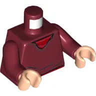 Torso Sweater over Red Shirt Print, Dark Red Arms, Light Nougat Hands