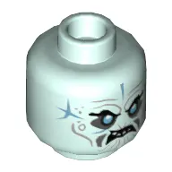 Minifig Head Blizzard Samurai, Medium Blue Eyes, Sand Blue Scars, Angry Showing Teeth / Ice Shards over Right Eye Print