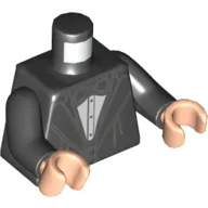 Torso Tuxedo, White Shirt, Black Bow Tie Print, Black Arms, Light Nougat Hands