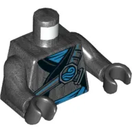 Torso Robe, Black Trim, Belts, Medium Azure Sash, Symbol Print, Pearl Titanium Arms, Black Hands
