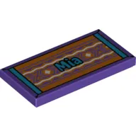 Tile 2 x 4 with Medium Azure "Mia" on Throw-rug print