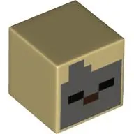 Minifig Head Special, Cube with Pixelated Dark Bluish Gray Face Print (Husk)