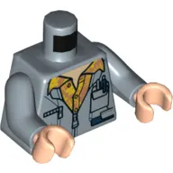Torso Jacket, Yellow Hawaiian Shirt, Pockets, Zippers, Pens Print, Sand Blue Arms, Light Nougat Hands