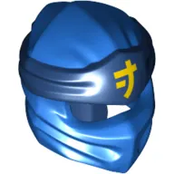 Wrap with Long Back Knot, Dark Blue Band Pattern with Yellow Asian Symbol print