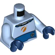 Torso Space Suit, Orange Mars Exploration Logo Print, Bright Light Blue Arms, Dark Blue Hands