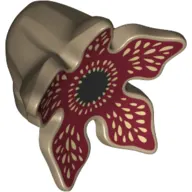 Minifig Creature Head, Demogorgon with Dark Red Inside, Tan Teeth print