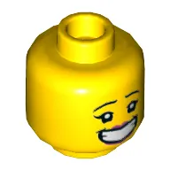 Minifig Head J.B. Watt, Pink Lips, Smile with Teeth / Dirt Stains Print
