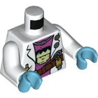 Torso Lab Coat, Reddish Brown Belt, Thumb Drive, Dark Pink Shirt with Head Print, White Arms, Medium Azure Hands