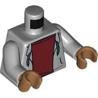 Torso Hoodie over Dark Red Undershirt, Laces, Pockets Print, Light Bluish Gray Arms, Medium Nougat Hands