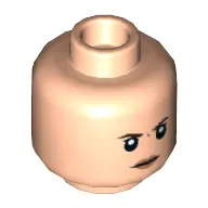 Minifig Head Eleven, Dark Brown Eyebrows, Peach Lips, Angry Print