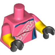 Torso, Dual Molded Arms, Dark Azure Panels and White Stripe Print, Coral Sleeves Pattern, Yellow Arms with Bandage Print, Black Hands