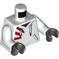 Torso Hoodie, White Laces, Red Stripes on Shoulder Print (Jack Davids), White Arms, Black Hands
