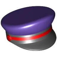 Hat, Captain's Cap with Red Stripe, Black Visor Print