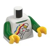 Torso T-Shirt with Classic Space Minifigure print, Green Arms, Yellow Hands