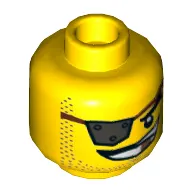 Minifig Head Metalbeard, with Metal Eyepatch, Stubble Beard, Smile, Golden Tooth