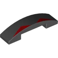 Brick Curved 4 x 1 Double with No Studs and Red Triangles print