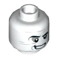 Minifig Head Metamorpho, Side Grin, Dark Bluish Gray Eye-shadow and Face Lines Print