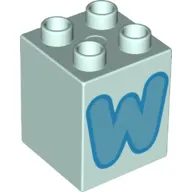 Duplo Brick 2 x 2 x 2 with Medium Azure 'W' Print