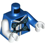 Torso, Odd Arms, Robes with White Trim, Pearl Titanium Straps with Azure Circles Print, Left Blue Arm, Right White Arm, White Hands