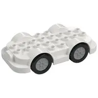 Duplo Car Base 4 x 8 with Four Black Wheels and Silver Hubs