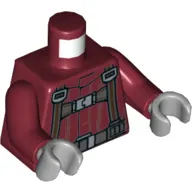 Torso Jumpsuit with Harness Print (Skyhopper Pilot), Dark Red Arms, Light Bluish Gray Hands