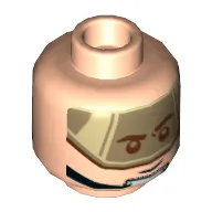 Minifig Head Rebel Pilot, Chin Strap, Dark Tan Visor / Open Mouth Grin Print