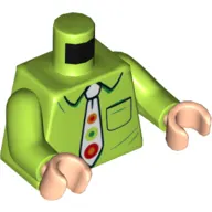 Torso Shirt, White Tie with Lime, Red, Orange and Green Circles Print, Lime Arms, Light Nougat Hands
