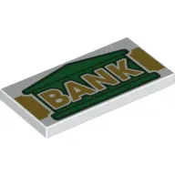 Tile 2 x 4 with 'BANK' and Green Building Print