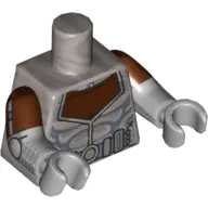 Torso, Dual Molded Arms, Muscles, Armor, Reddish Brown Neck Print, Dark Brown Sleeves Pattern, Light Bluish Gray Arms and Hands