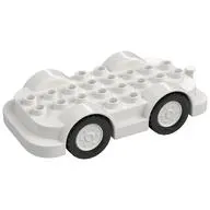 Duplo Car Base 4 x 8 with Four Black Wheels and White Hubs